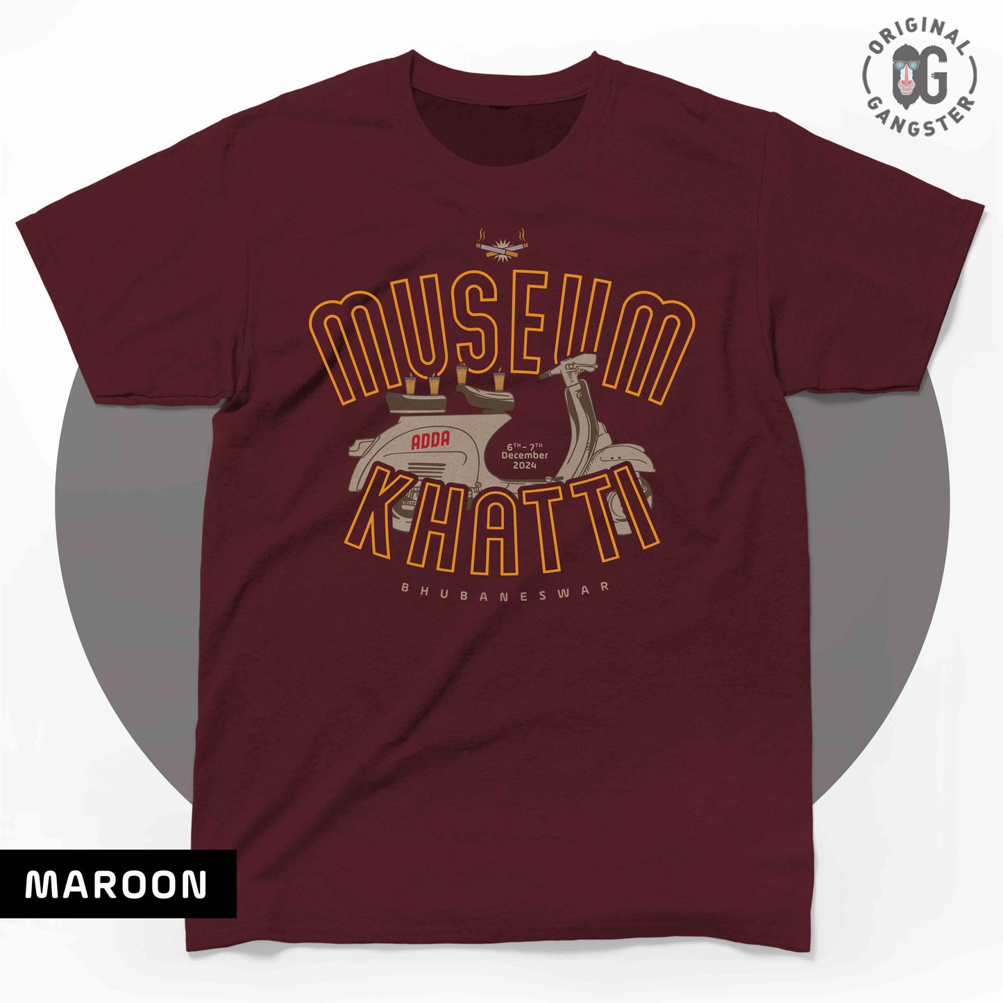 Museum Khatti Outline Maroon T-shirt